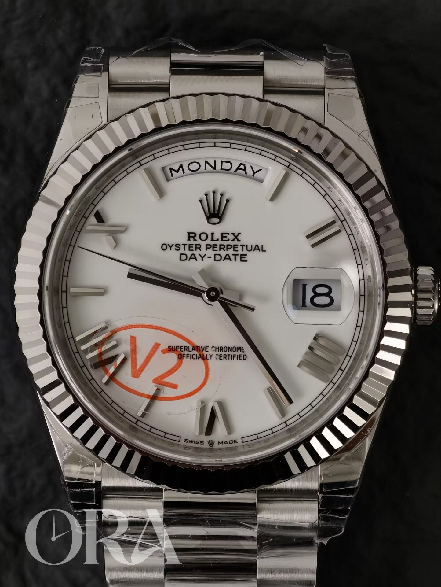 8-VSF ROLEX V2 Oyster white Dial Day-Date