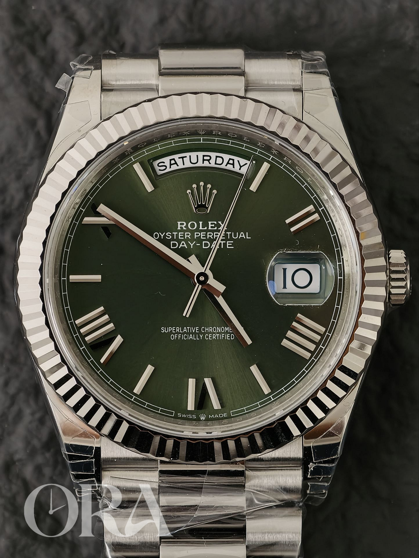 9-VSF ROLEX V2 Oyster Green Dial Day-Date